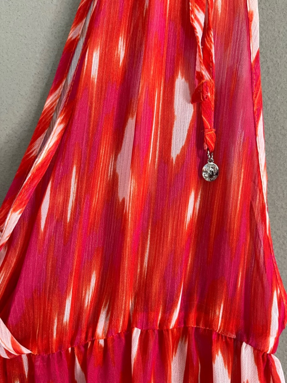 Jones New York Sheer Maxi Dress or Swim Cover Up Red Print Maximalism Large - Picture 5 of 11